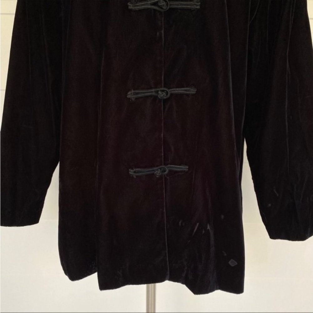 Vintage Black Velvet Asian Inspired Jacket XL 18/20 - Picture 6 of 8